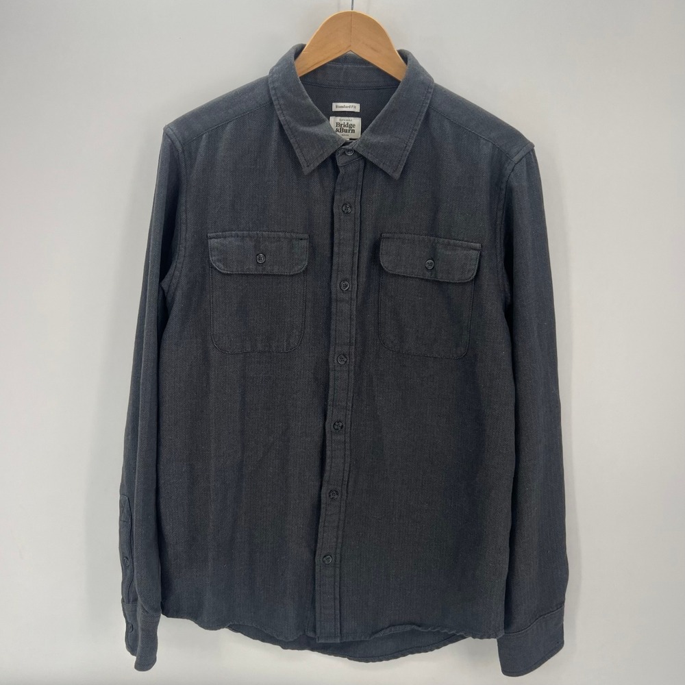 Bridge & Burn Bedford Mens M Gray Standard Fit Bedford Organic Button Down Shirt
